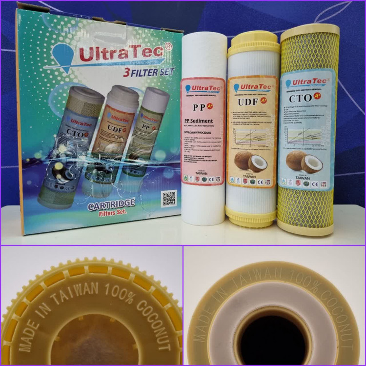 ست فیلتر مرحله ۱ تا ۳ دستگاه تصفیه آب خانگی برند التراتک تایوان ULTRATEK