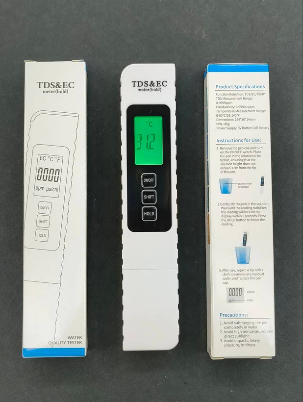 دستگاه سختی سنج TDS تی دی اس متر ۳ رقمی ۴ کلید وارداتی مدل TDS A 4 L & EC